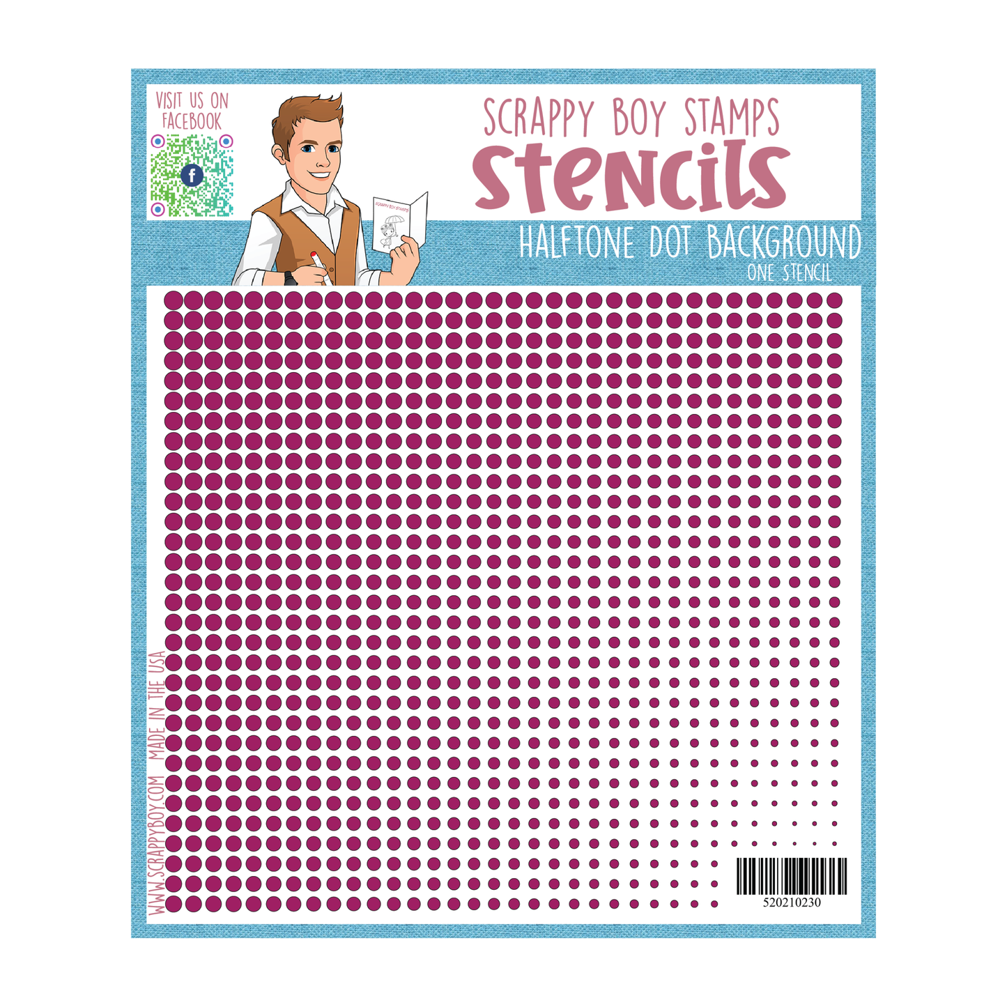 Halftone Dot Background Stencil scrappyboystamps