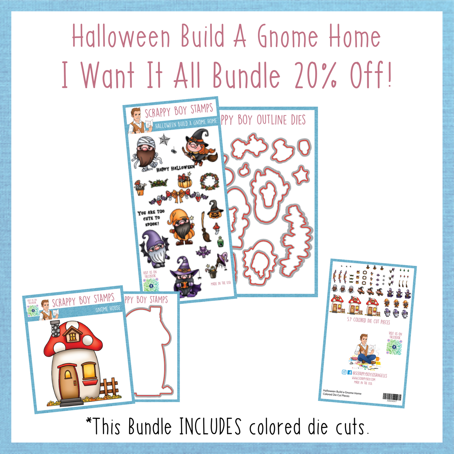 I Want It All Bundle - Halloween Build A Gnome Home Release Scrappy Boy Stamps