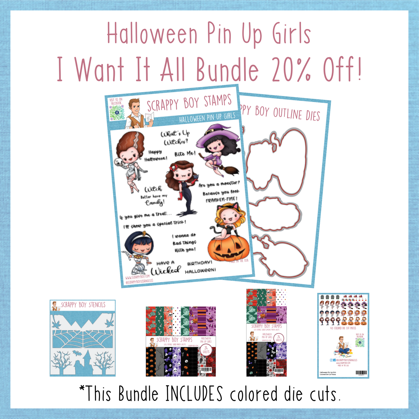 I Want It All Bundle - Halloween Pin Up Girls Release Scrappy Boy Stamps