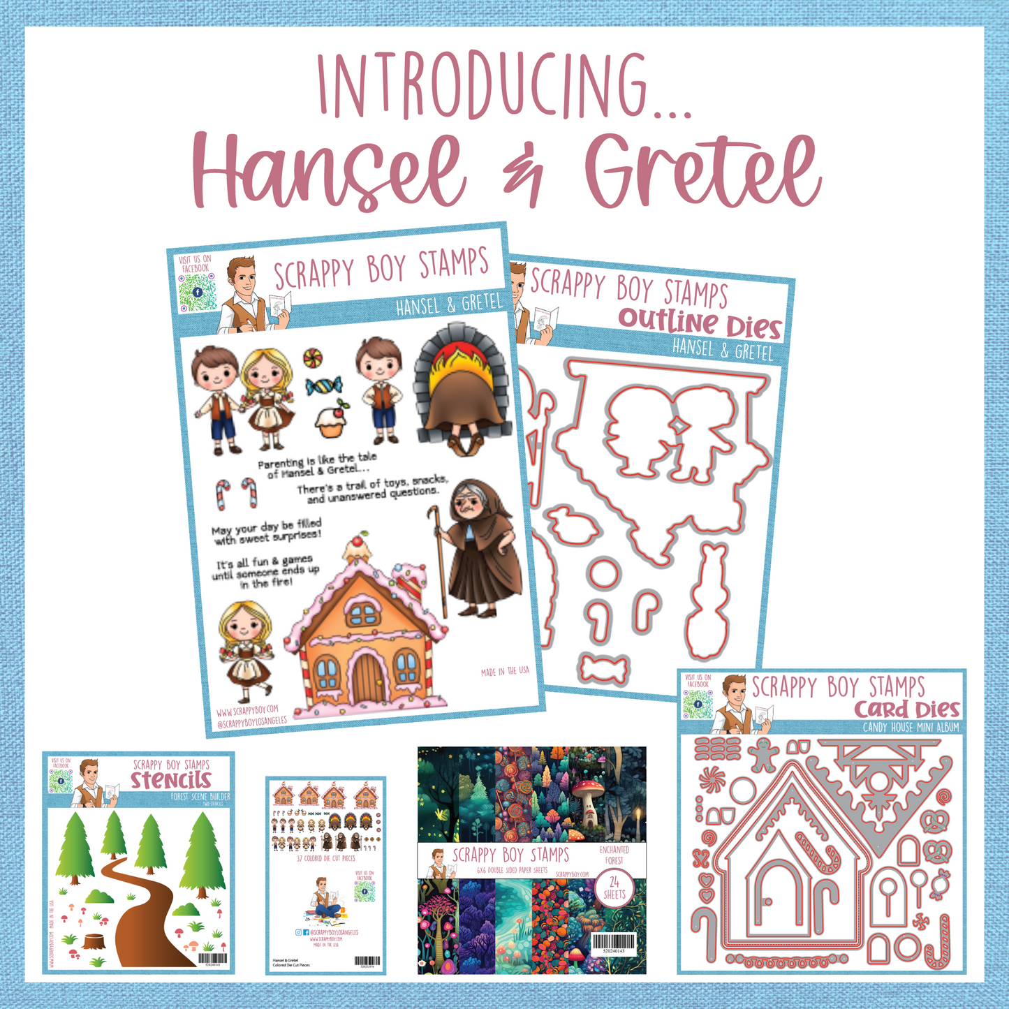 Hansel & Gretel themed stamps papers and stencils