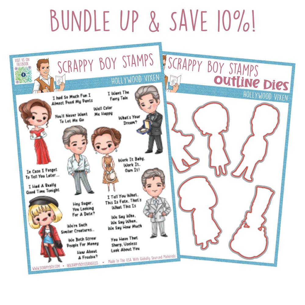 Bundle - Hollywood Vixen Stamp & Outline Dies Scrappy Boy Stamps