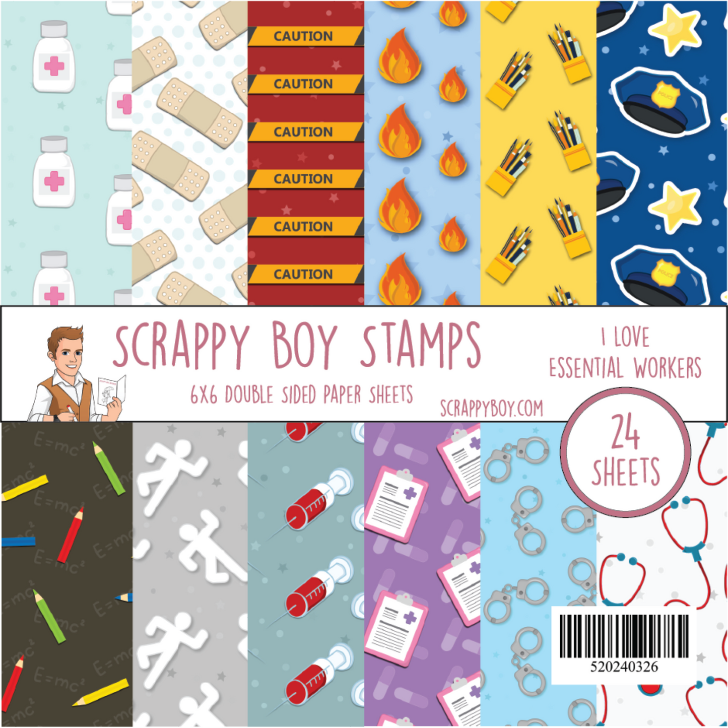 I Love Essential Workers 6x6 Paper Pack scrappyboystamps