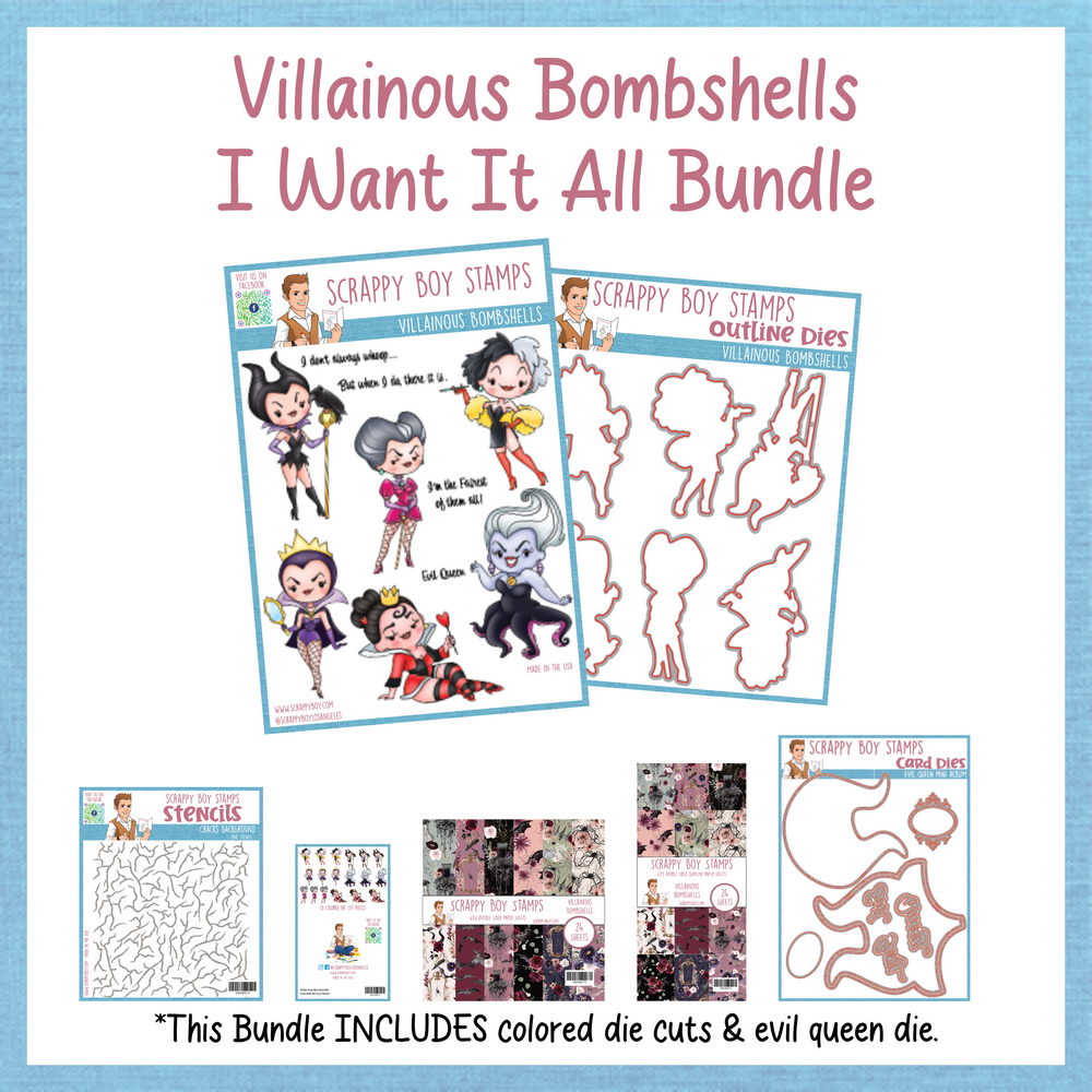 I Want It All Bundle - Villainous Bombshells Release Scrappy Boy Stamps