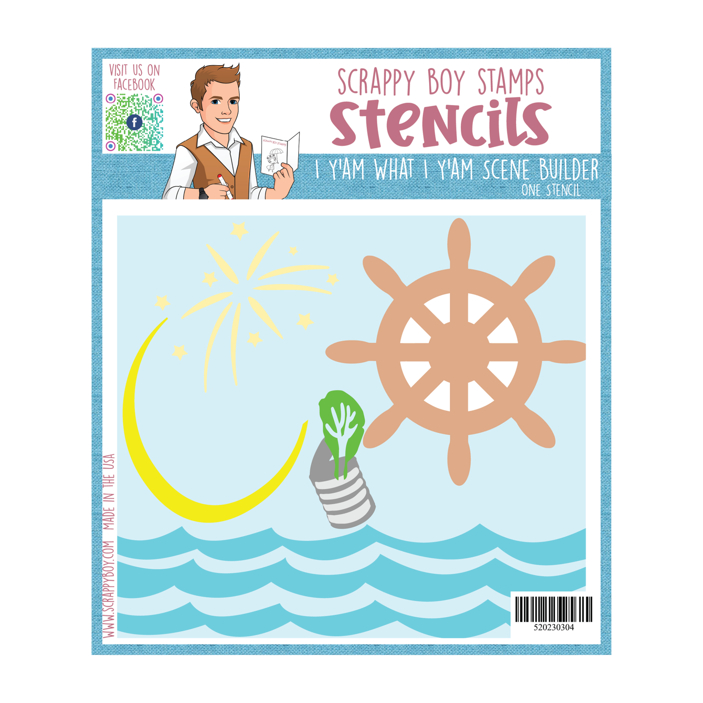 I Y'am What I Y'am Scene Builder Stencil scrappyboystamps