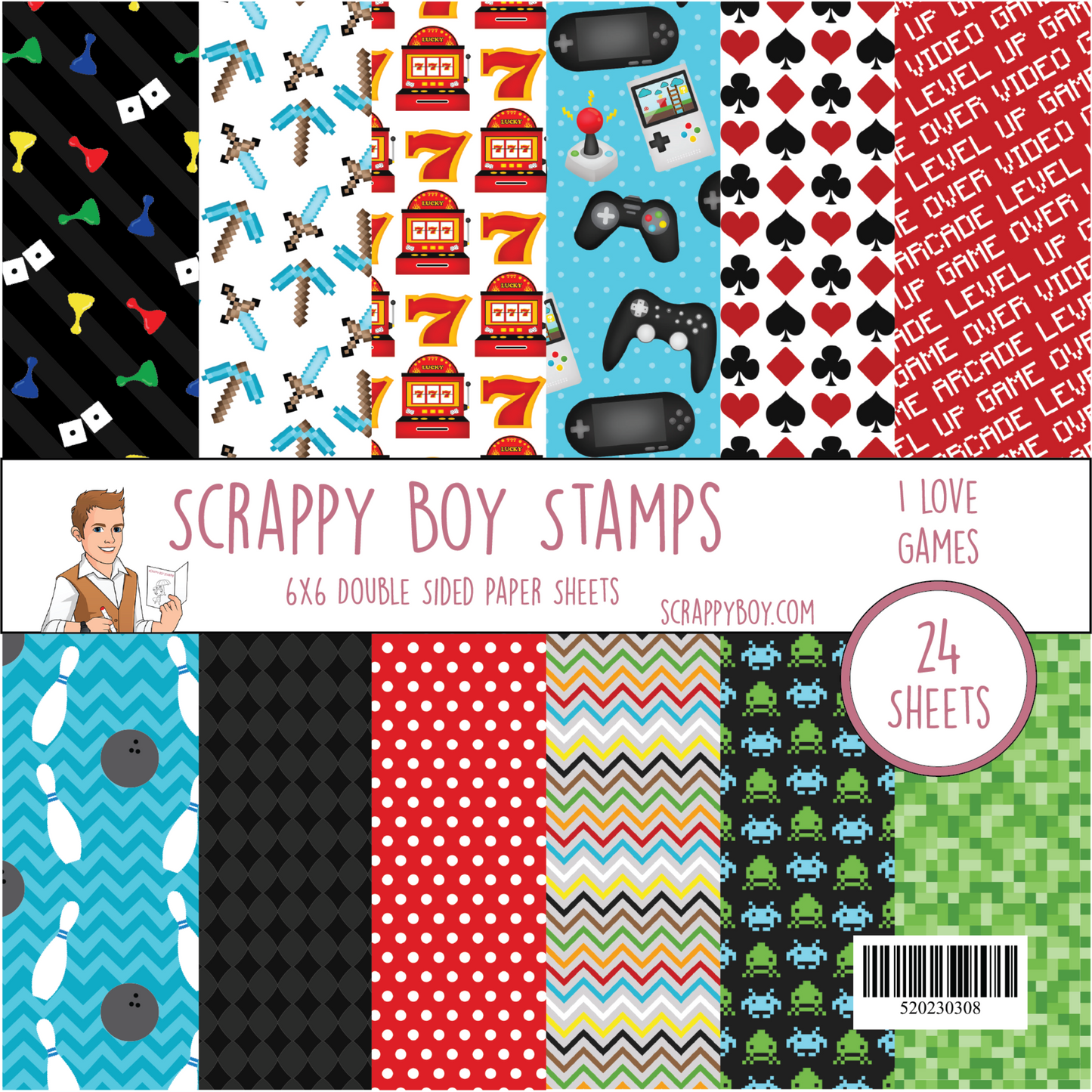 I Love Games 6x6 Paper Pack scrappyboystamps