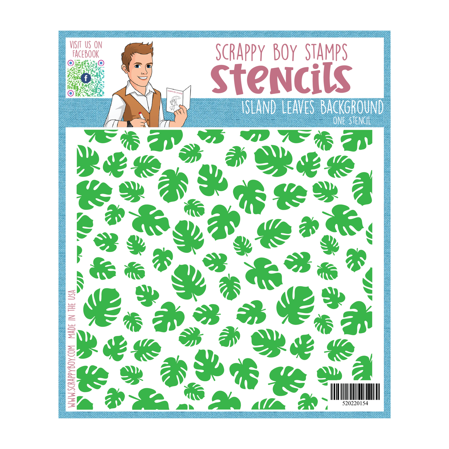 Island Leaves Background Stencil scrappyboystamps