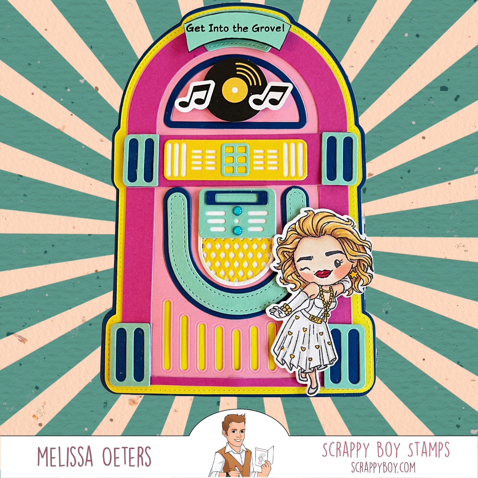 Juke Box Card/Mini Album Die - Scrappy Boy Stamps