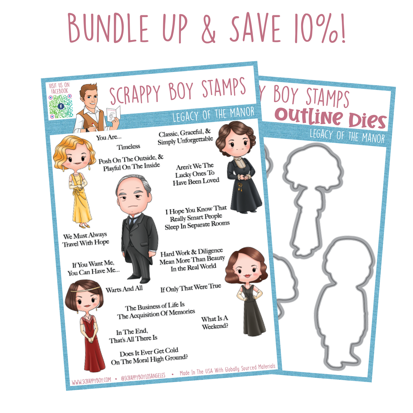 Bundle - Legacy of the Manor Stamp & Outline Dies Scrappy Boy Stamps
