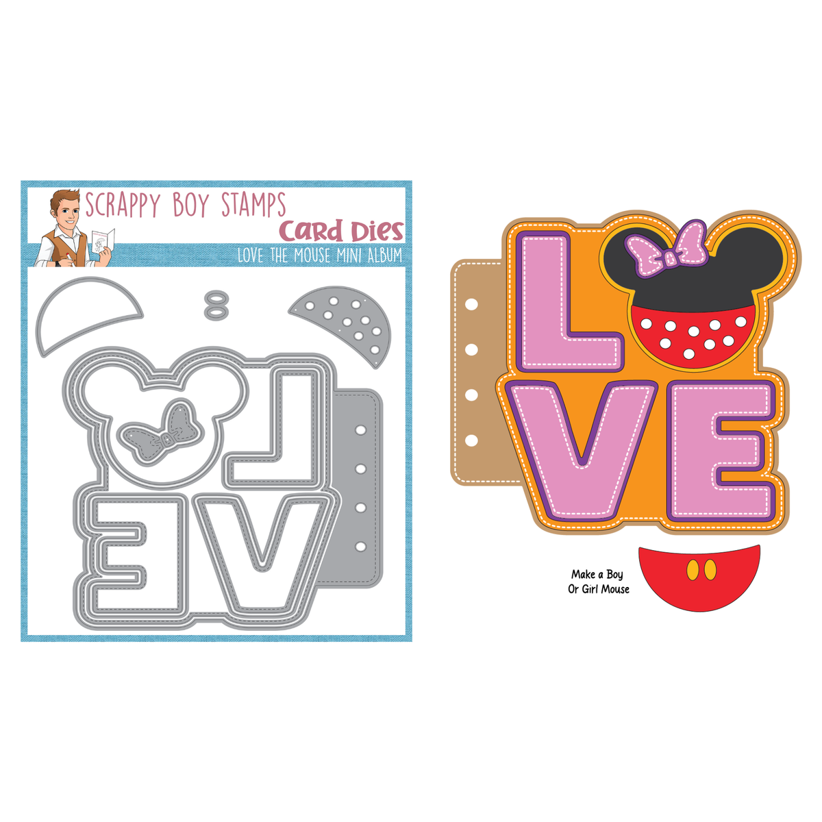 Love The Mouse Mini Album Die Set scrappyboystamps