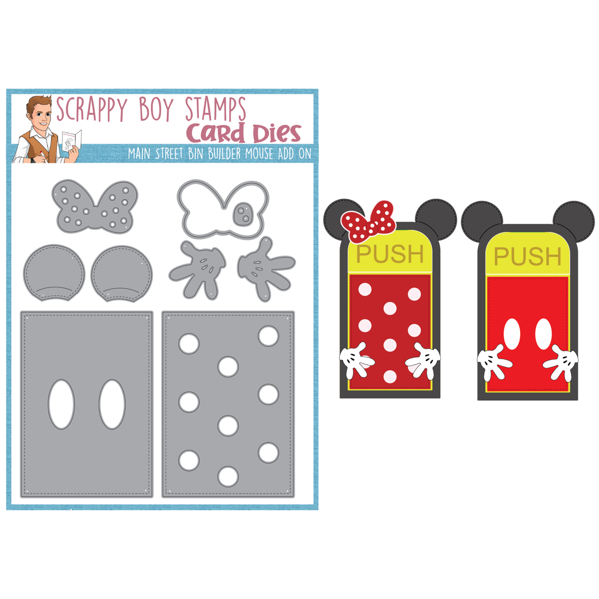 3D Main Street Bin Builder Mouse Add On Die Set scrappyboystamps