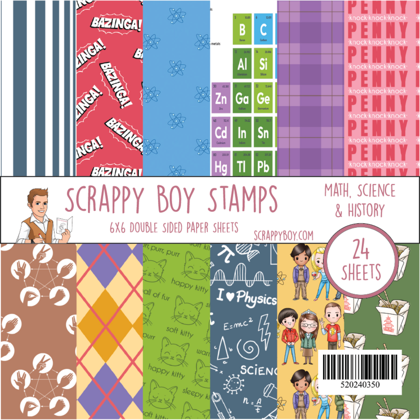 Math, Science & History 6x6 Paper Pack - Scrappy Boy Stamps