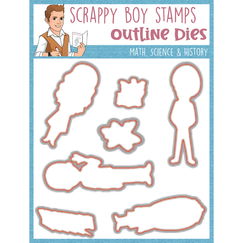 Outline Dies - Math, Science & History - Scrappy Boy Stamps