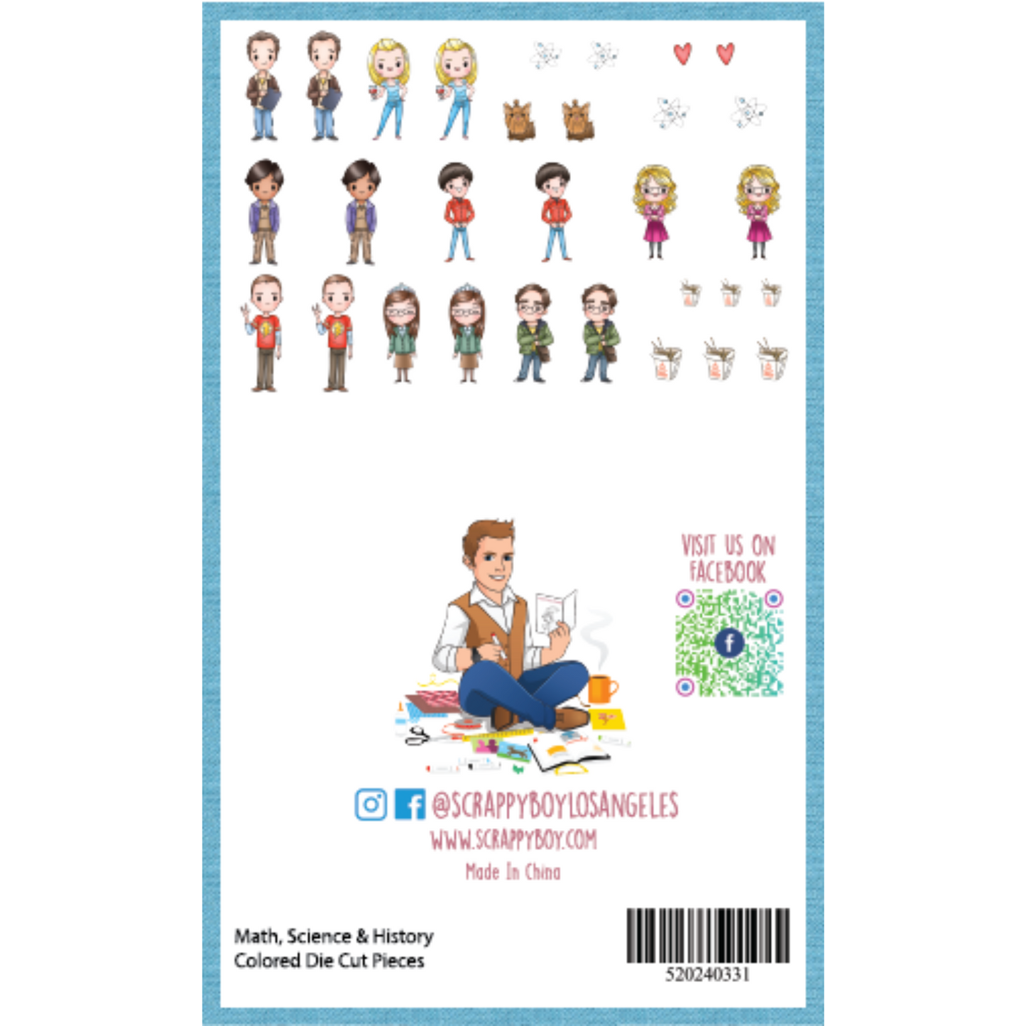 Math, Science & History - Colored Die Cut Pieces - Scrappy Boy Stamps