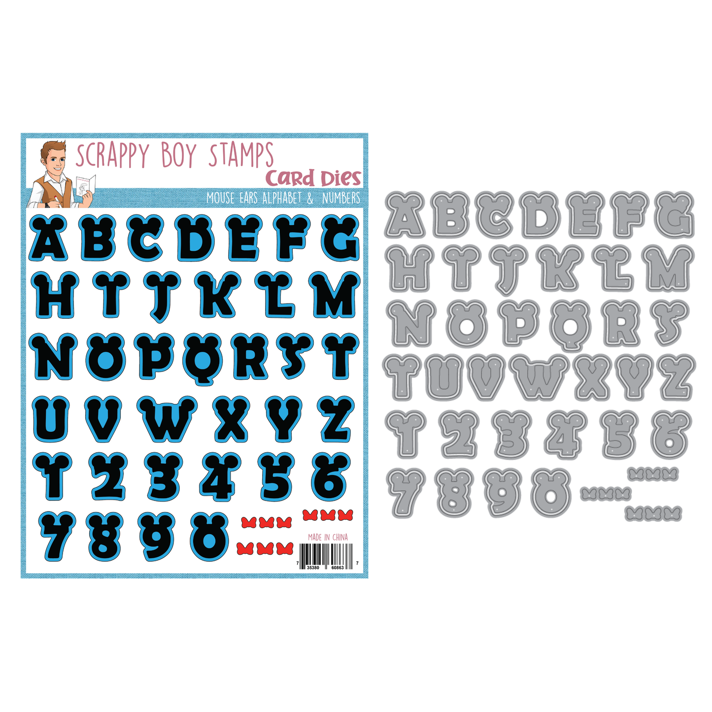 Mouse Ears Alphabet & Numbers Die Set scrappyboystamps