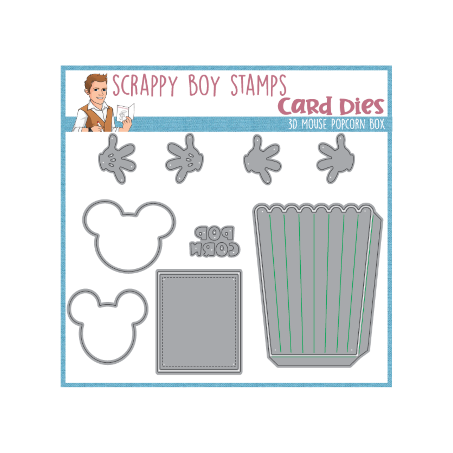3D Mouse Popcorn Box Die Set scrappyboystamps