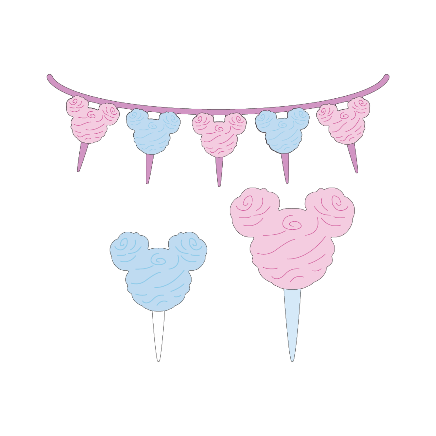 Mouse Cotton Candy Embellishments Die Set scrappyboystamps