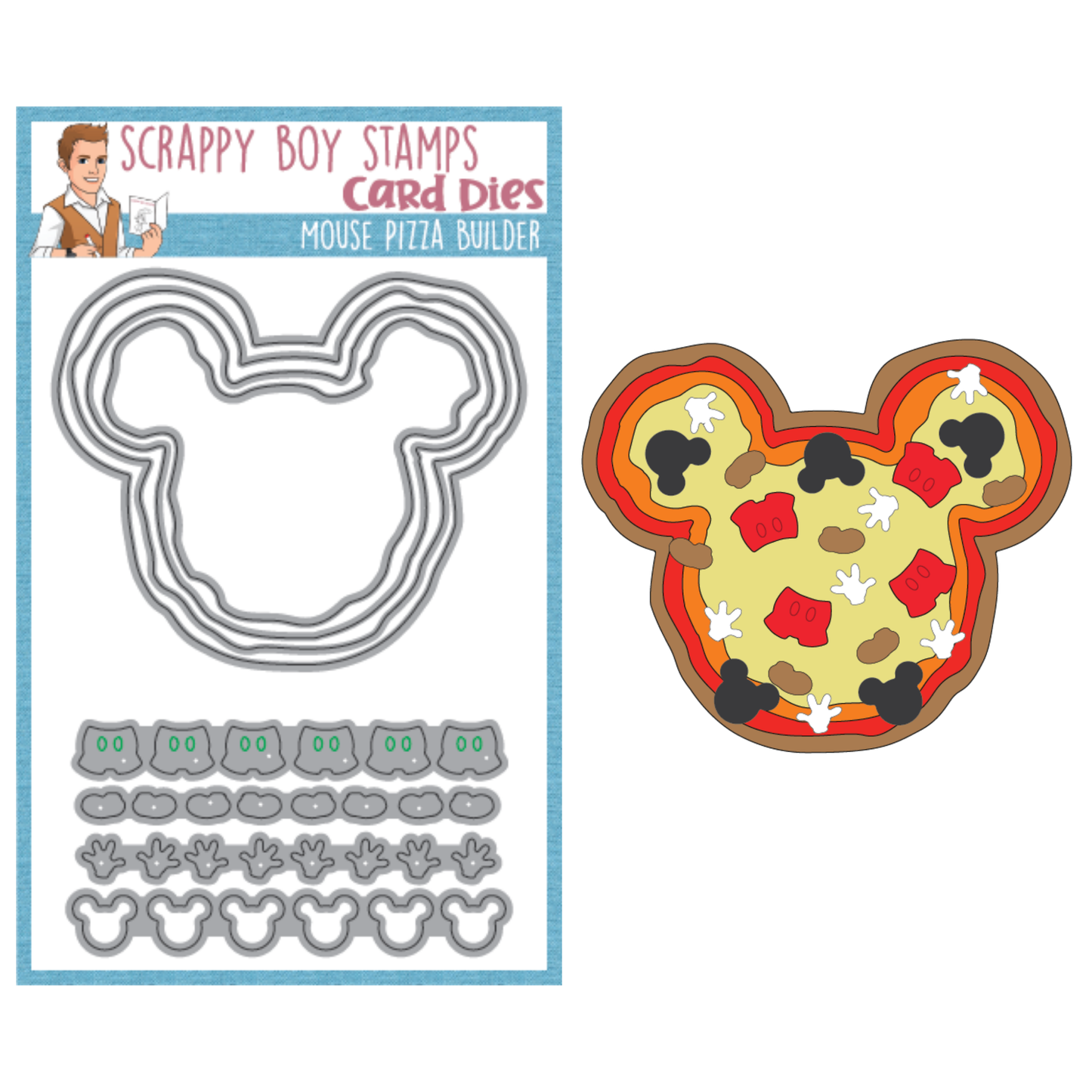 Mouse Pizza Builder Die Set scrappyboystamps