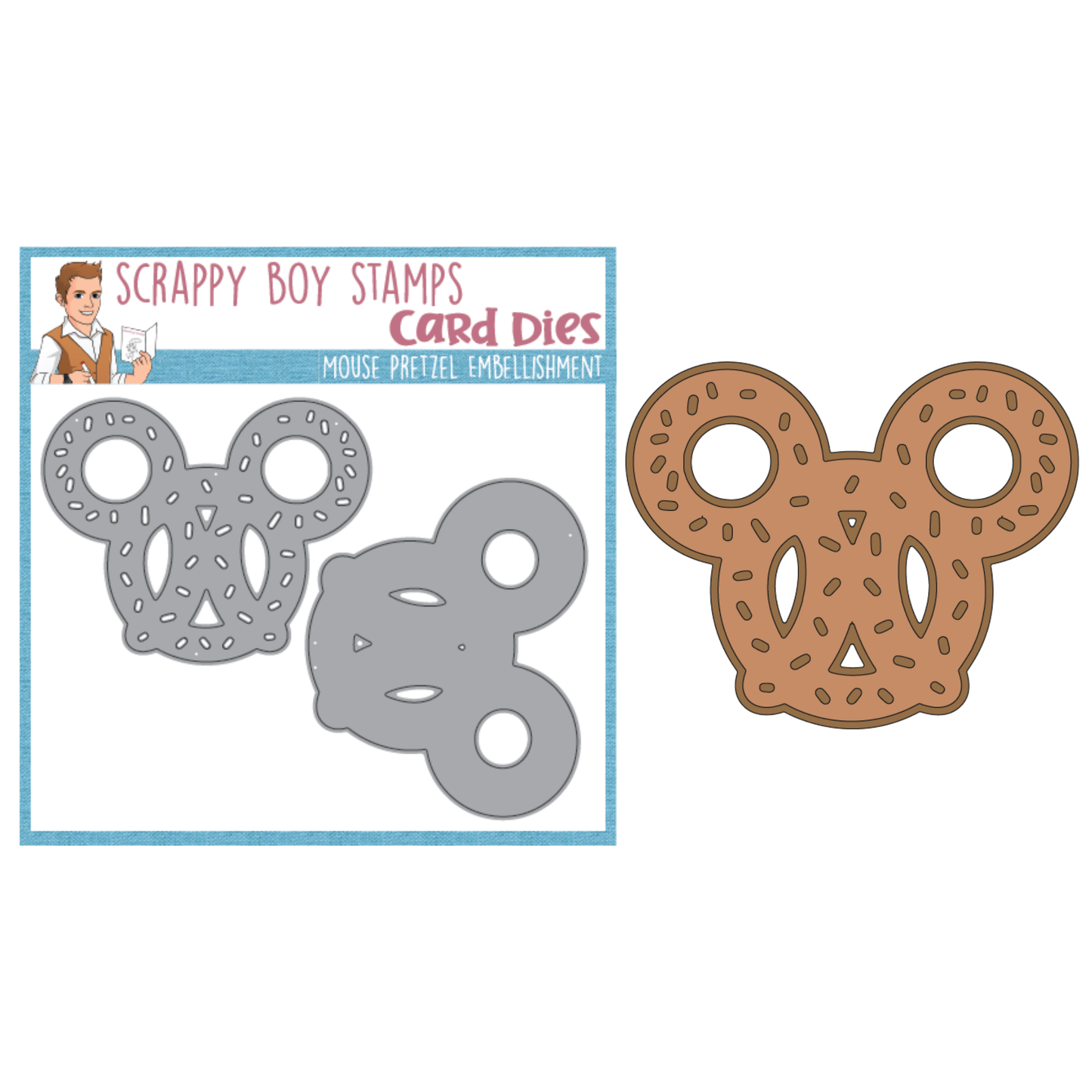 Mouse Pretzel Embellishment Die Set scrappyboystamps