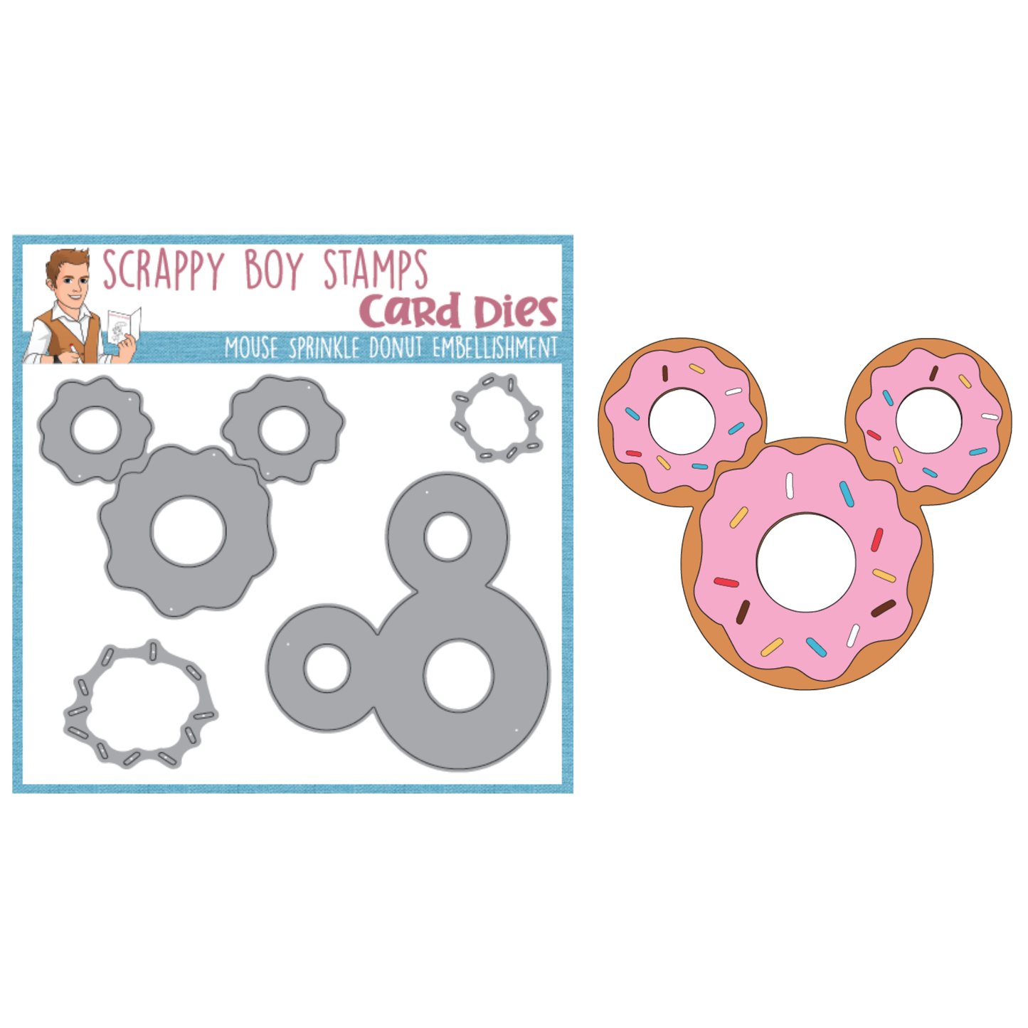 Mouse Sprinkle Donut Die Set scrappyboystamps