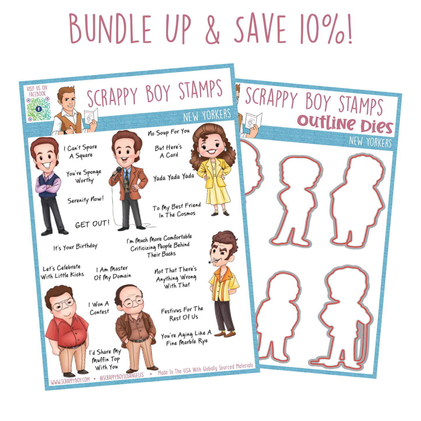 Bundle - New Yorkers Stamp & Outline Dies Scrappy Boy Stamps