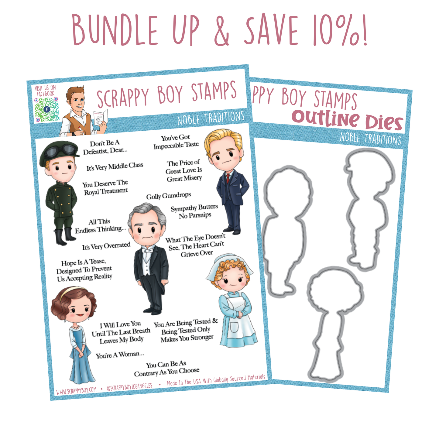 Bundle - Noble Traditions Stamp & Outline Dies Scrappy Boy Stamps