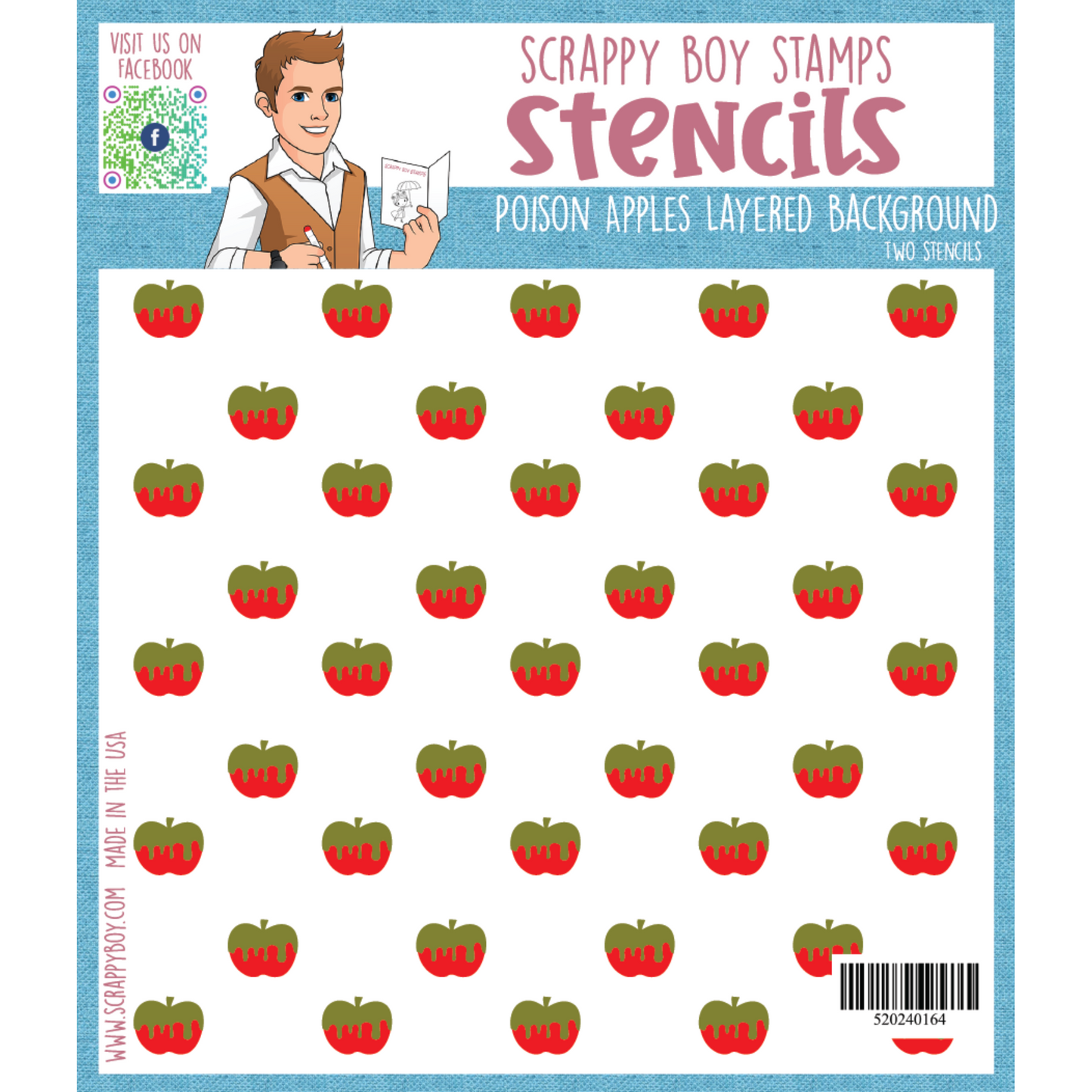 Poison Apples Layered Background Stencils scrappyboystamps