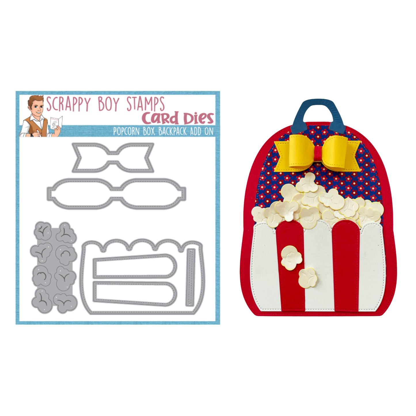 Popcorn Box Backpack Add On Die Set scrappyboystamps