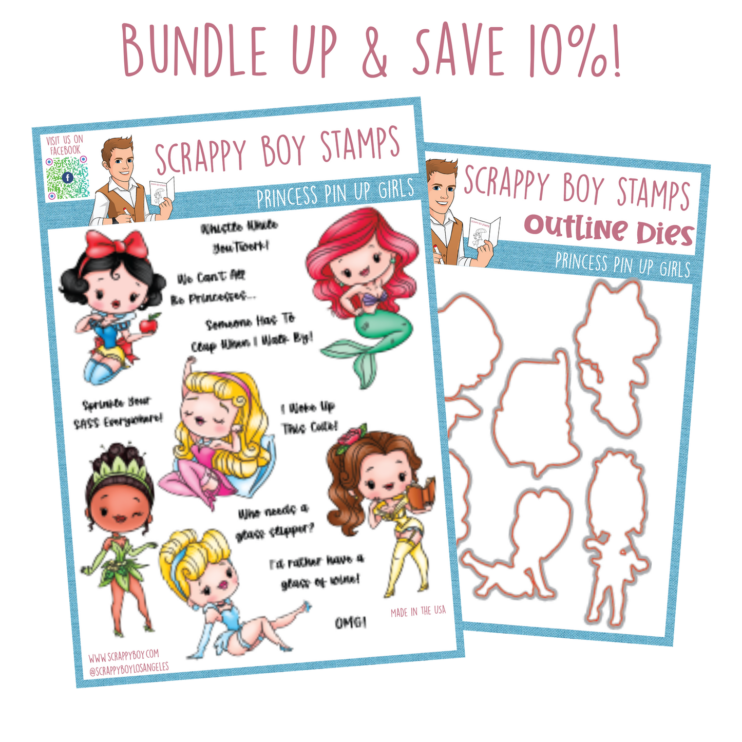Bundle - Princess Pin Up Girls Stamp & Outline Dies scrappyboystamps