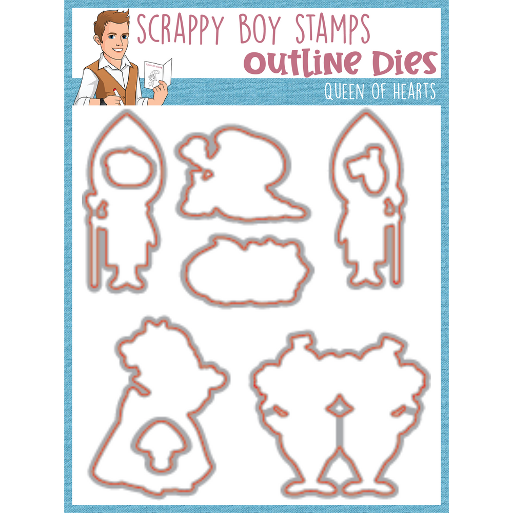 Bundle - Queen Of Hearts Stamp & Outline Dies scrappyboystamps