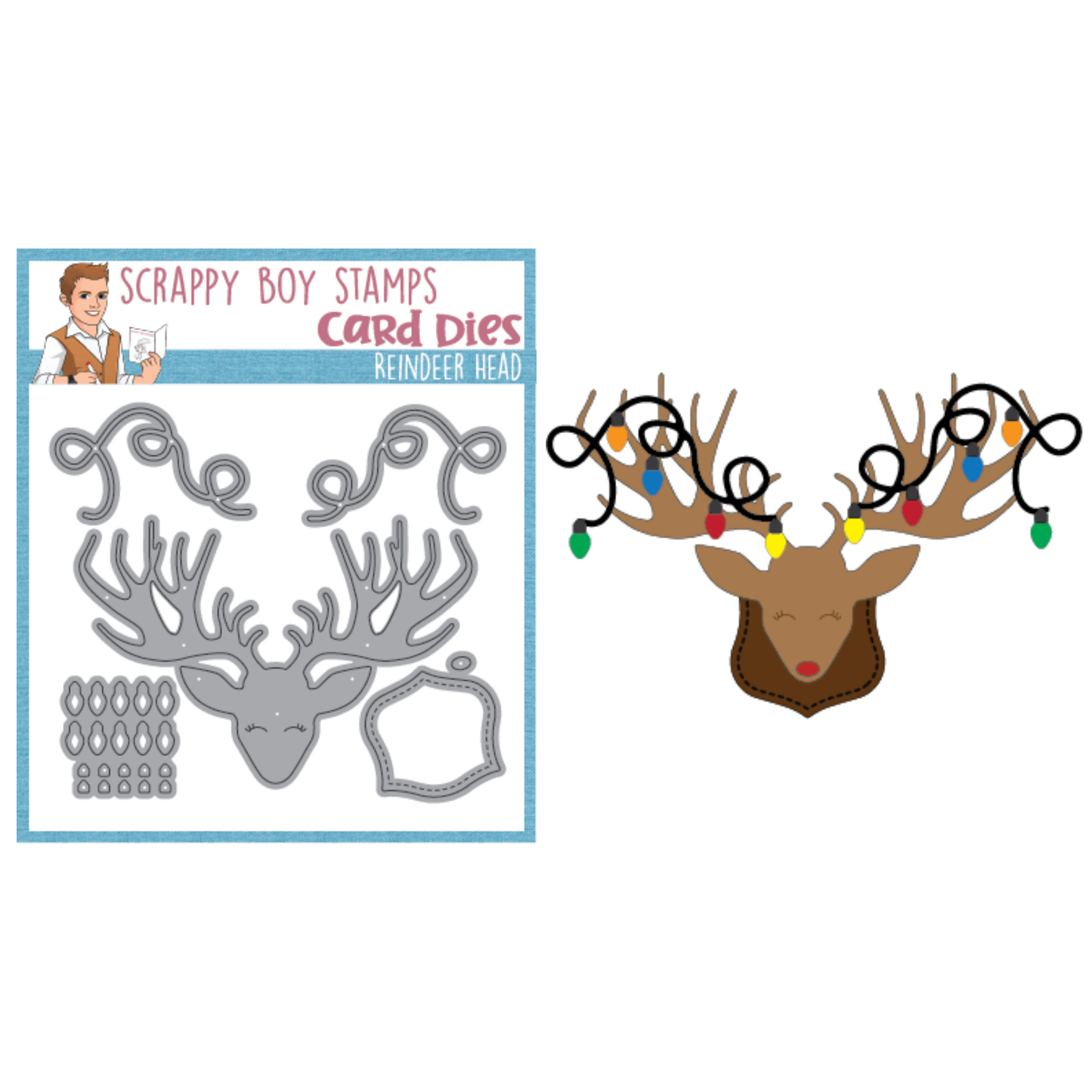 Reindeer Head Die scrappyboystamps