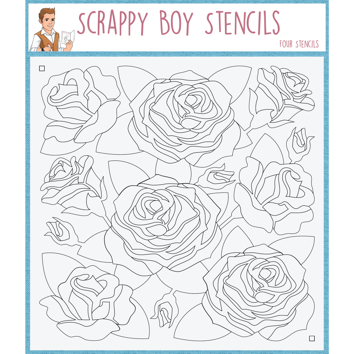 
                  
                    Roses 4 Piece Layered Stencil Set scrappyboystamps
                  
                