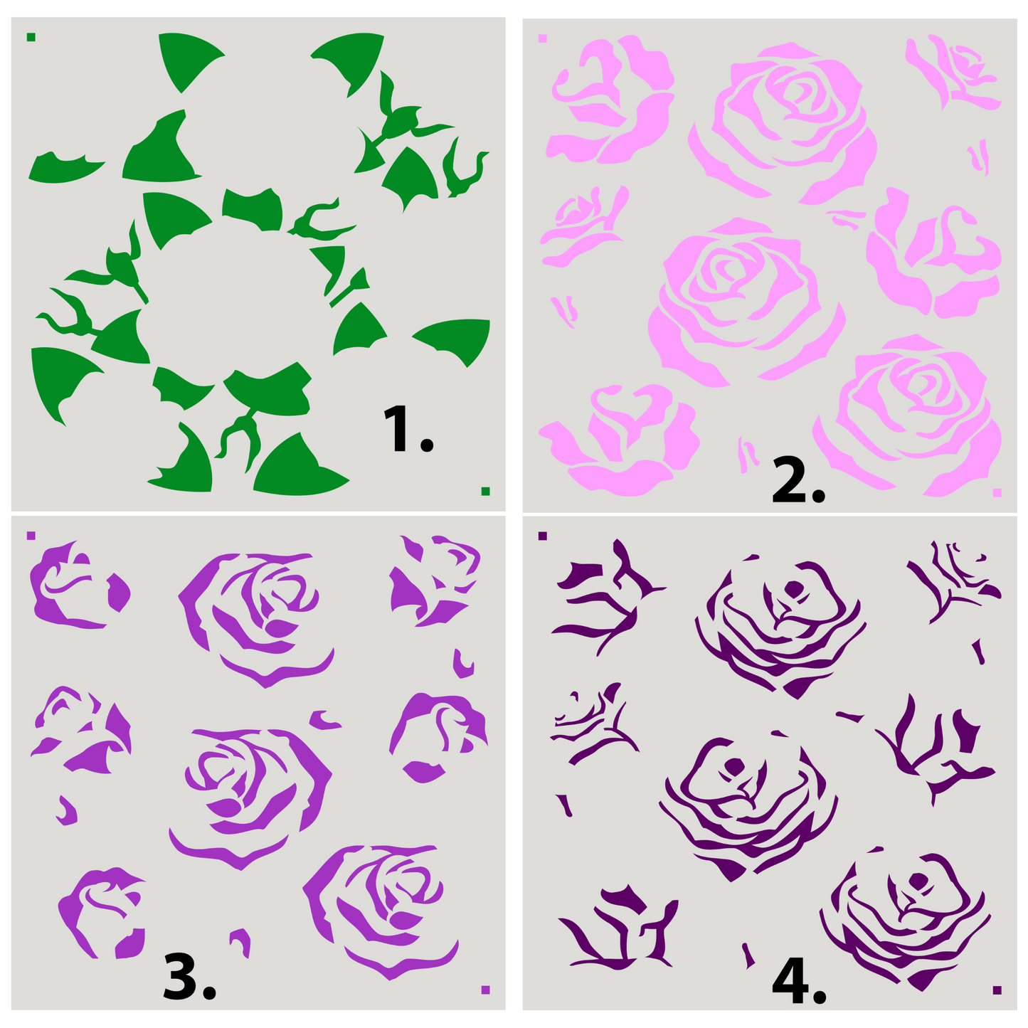 
                  
                    Roses 4 Piece Layered Stencil Set scrappyboystamps
                  
                