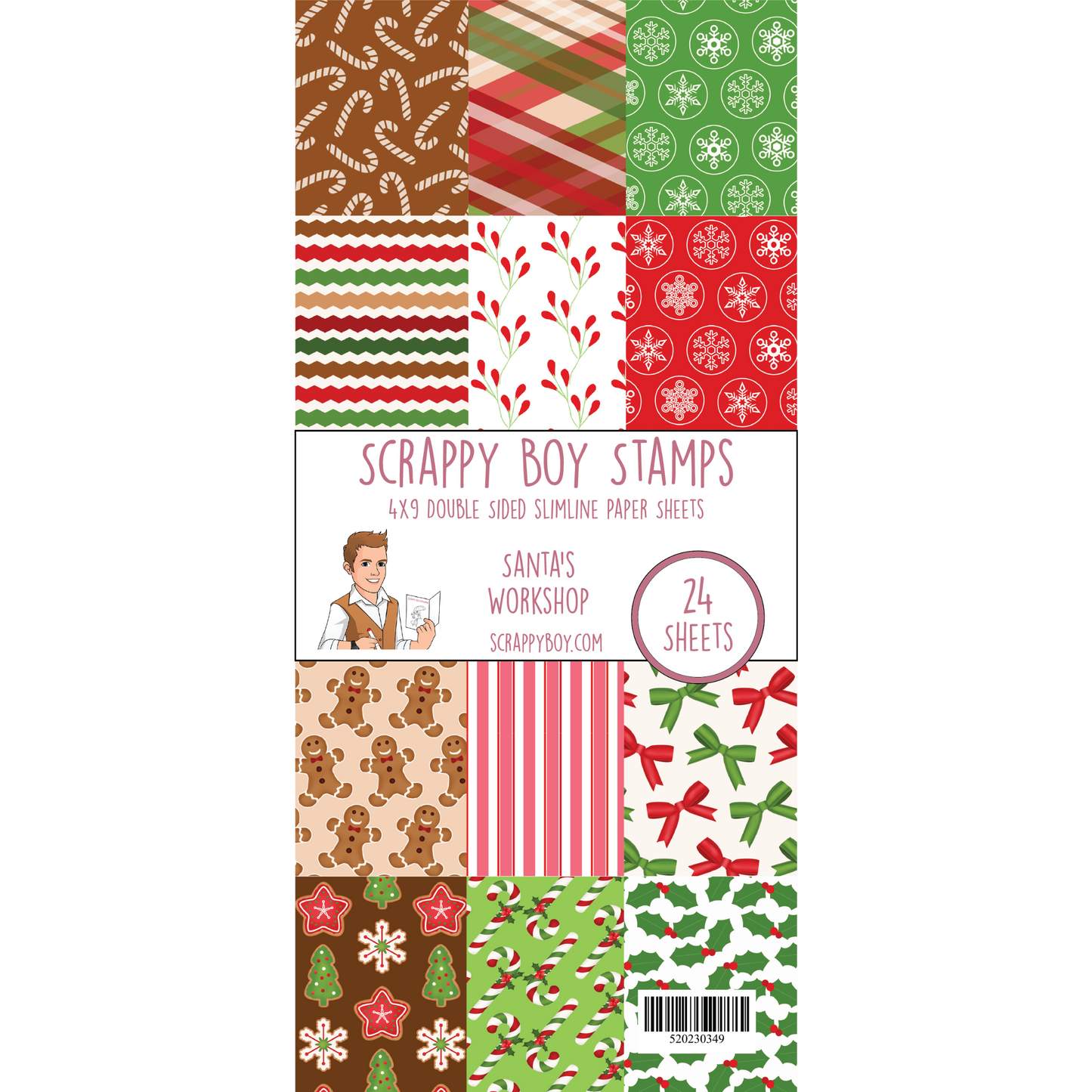 Santa's Workshop 4x9 Paper Pack scrappyboystamps