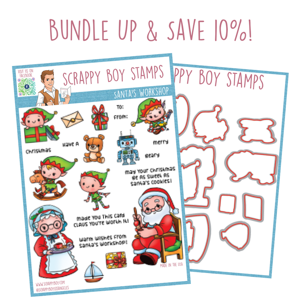 Bundle -  Santa's Workshop Stamp & Outline Dies scrappyboystamps