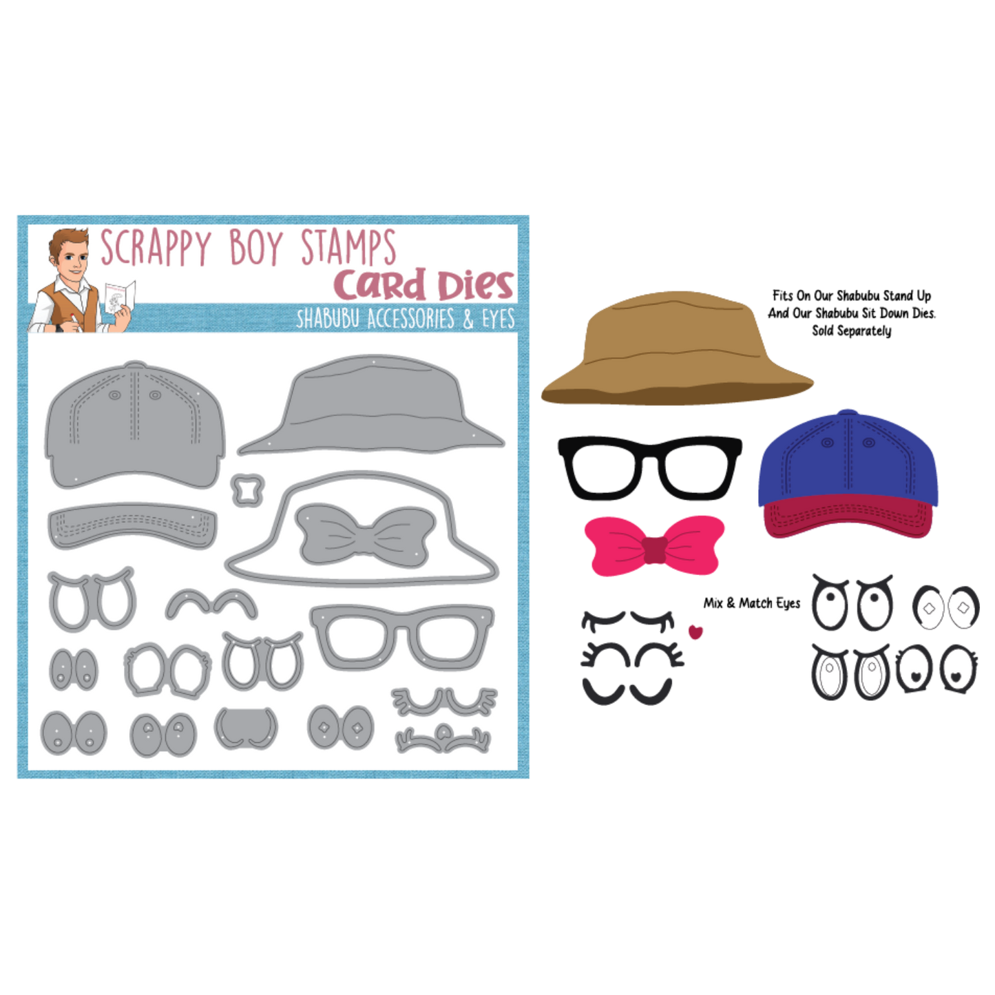 Shabubu Accessories and Eyes Die Set scrappyboystamps