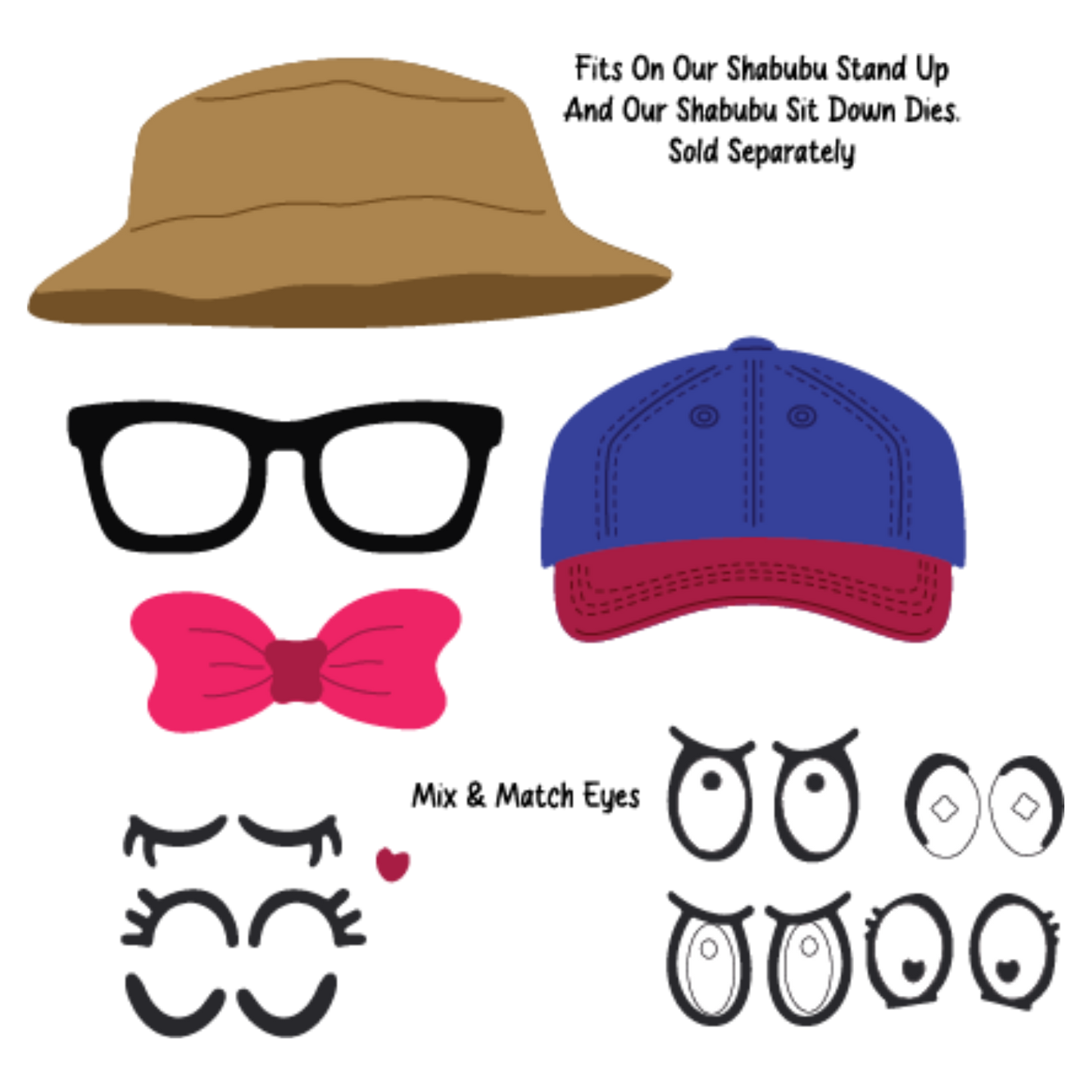 Shabubu Accessories and Eyes Die Set scrappyboystamps