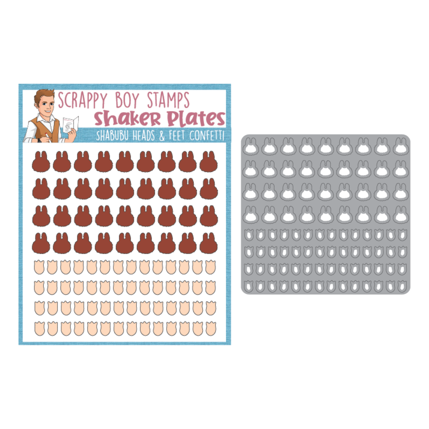 Shabubu Heads and Feet Shaker Confetti Plate scrappyboystamps