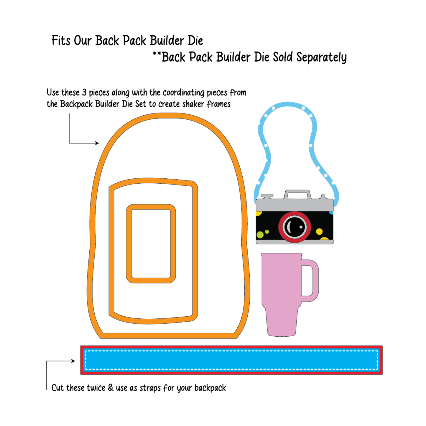 Shaker Frames & Strap Backpack Add On Die Set scrappyboystamps