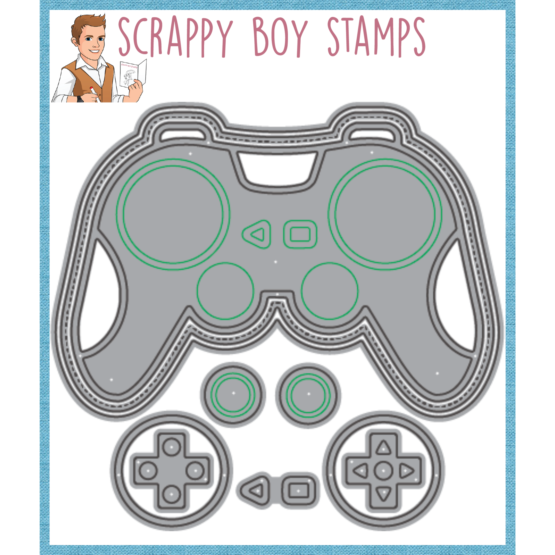Game Controller Mini Album Die/Shaped Card Die - Scrappy Boy Stamps