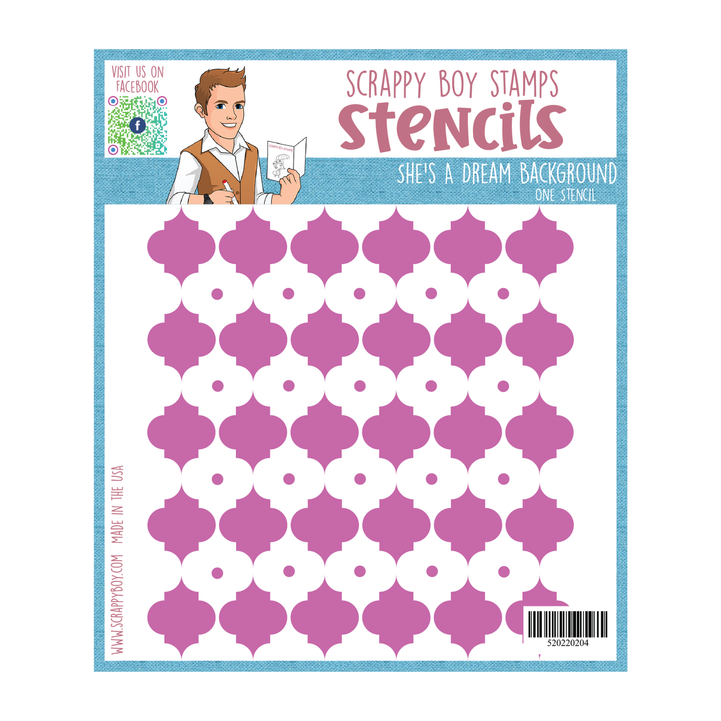 She's A Dream Background Stencil scrappyboystamps