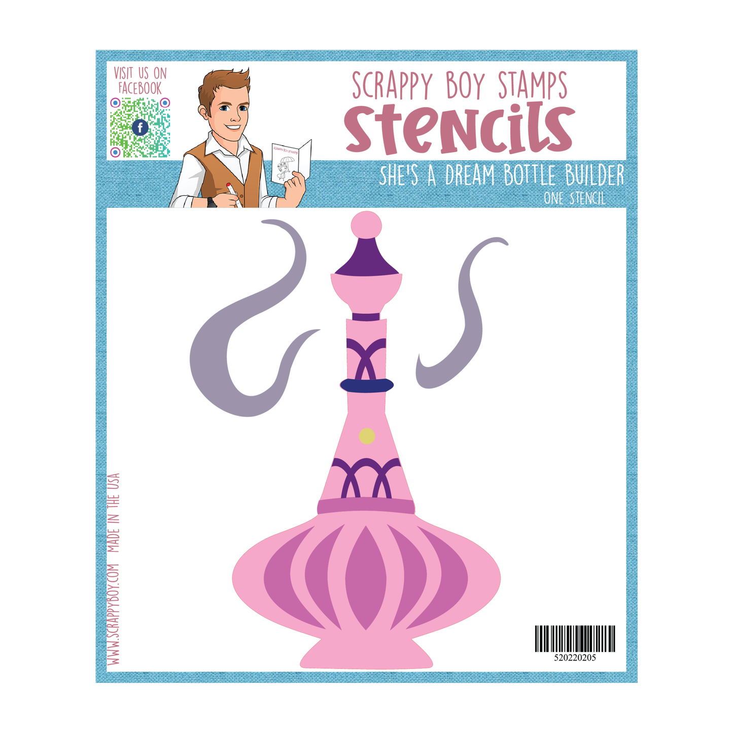 She's A Dream Bottle Builder Stencil scrappyboystamps