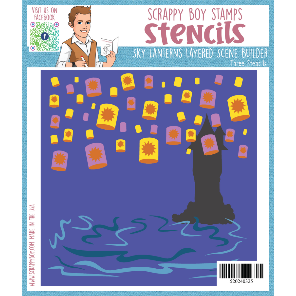 Sky Lanterns Layered Scene Builder Stencils Scrappy Boy Stamps