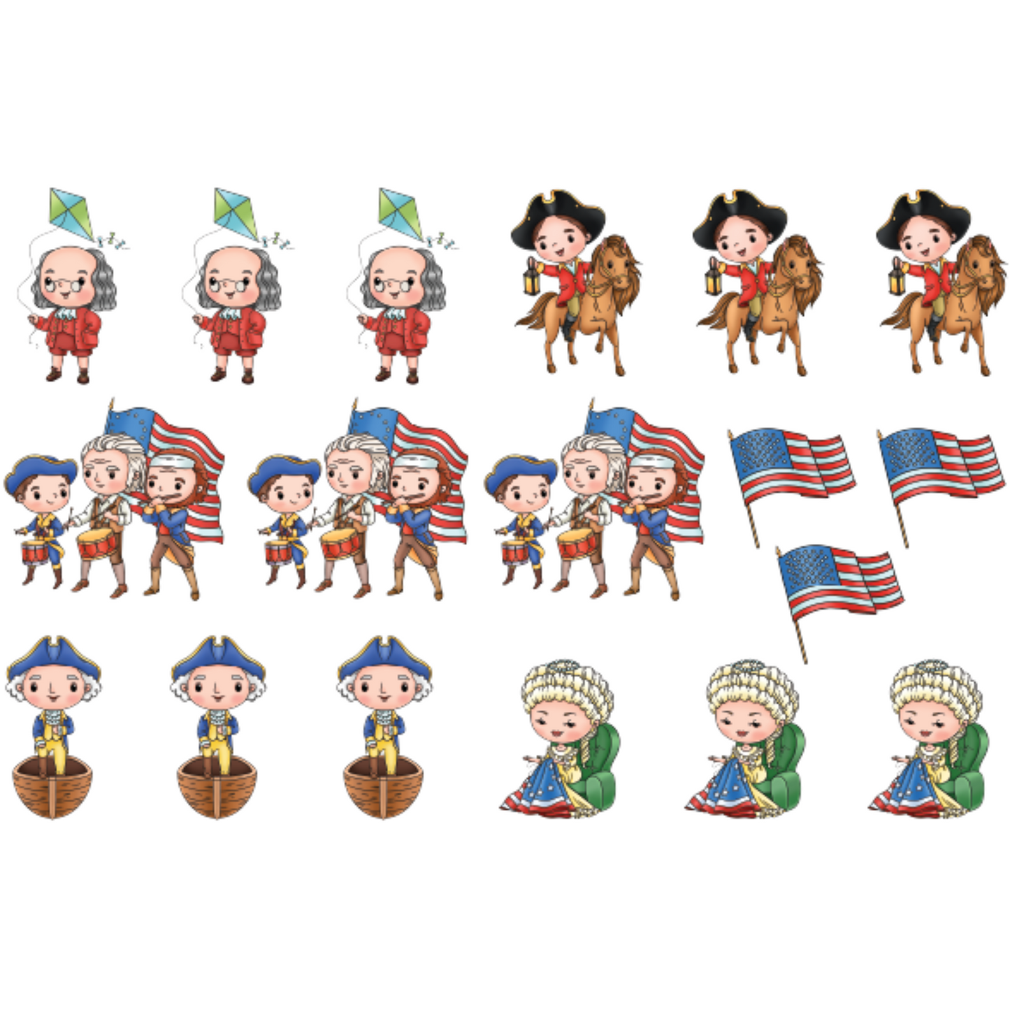 Spirit of 1776 - Colored Die Cut Pieces Scrappy Boy Stamps