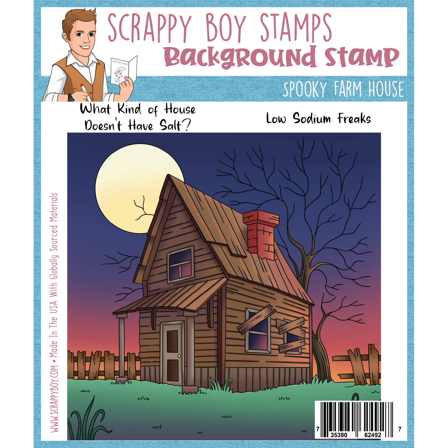 Spooky Farm House - 6x6 Background Stamp Scrappy Boy Stamps