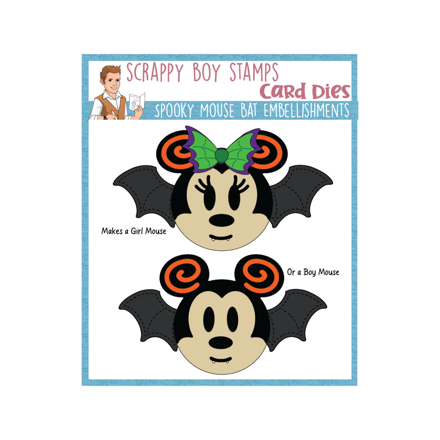 Spooky Mouse Bat Embellishments Die Set scrappyboystamps