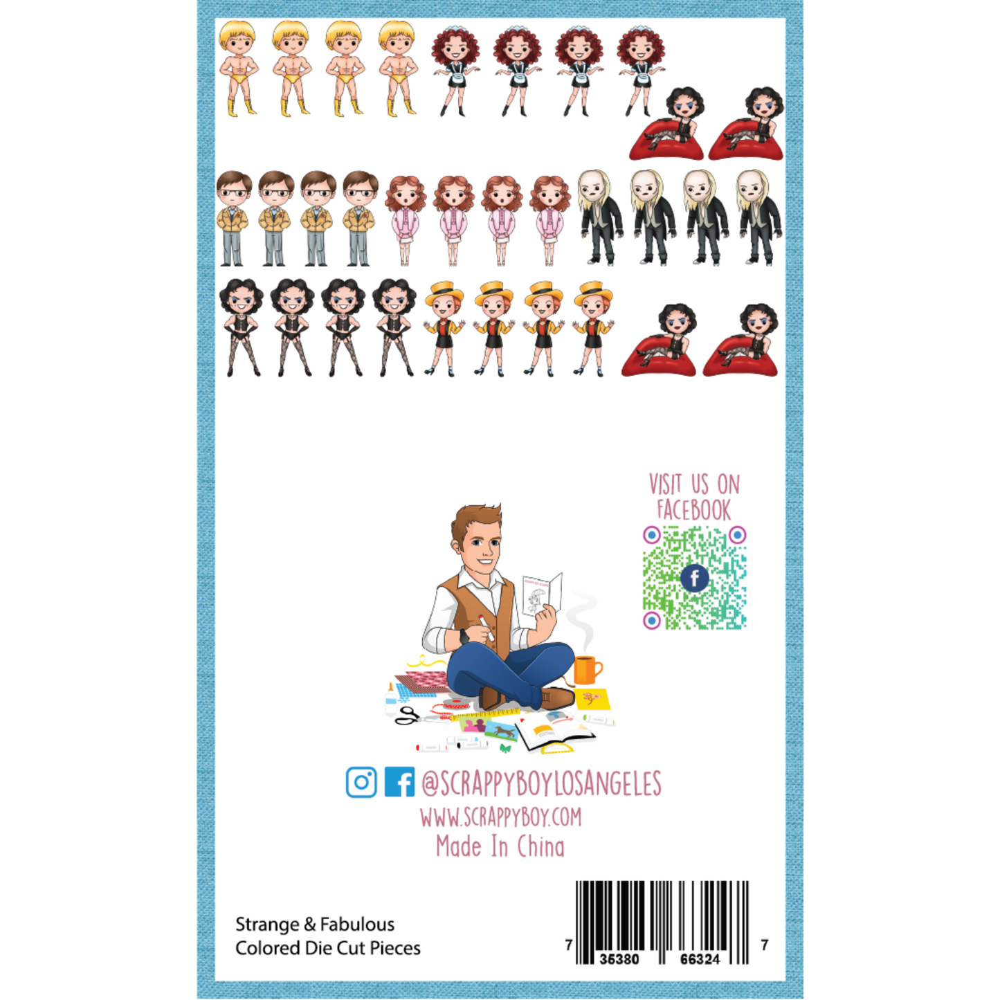 Strange and Fabulous - Colored Die Cut Pieces Scrappy Boy Stamps