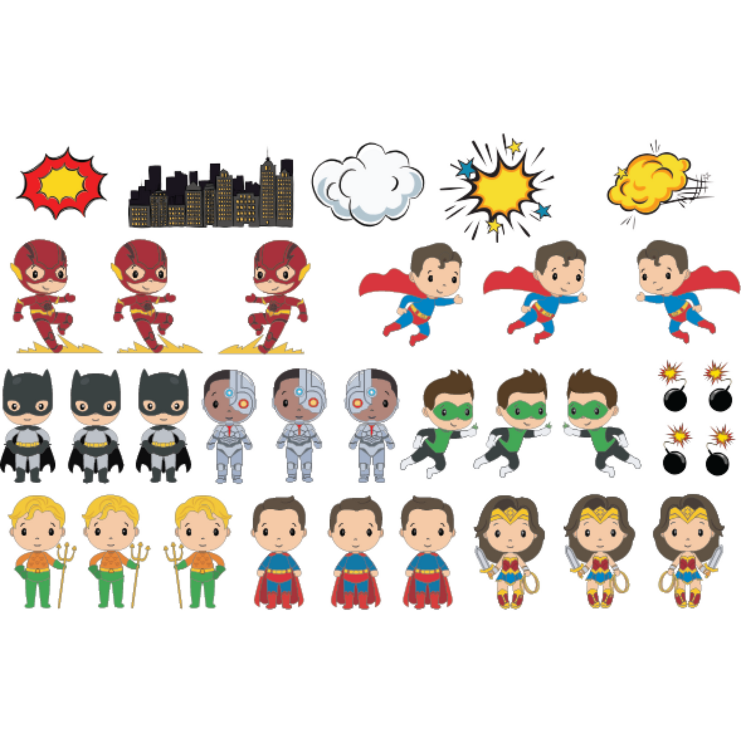 Super Team - Colored Die Cut Pieces Scrappy Boy Stamps