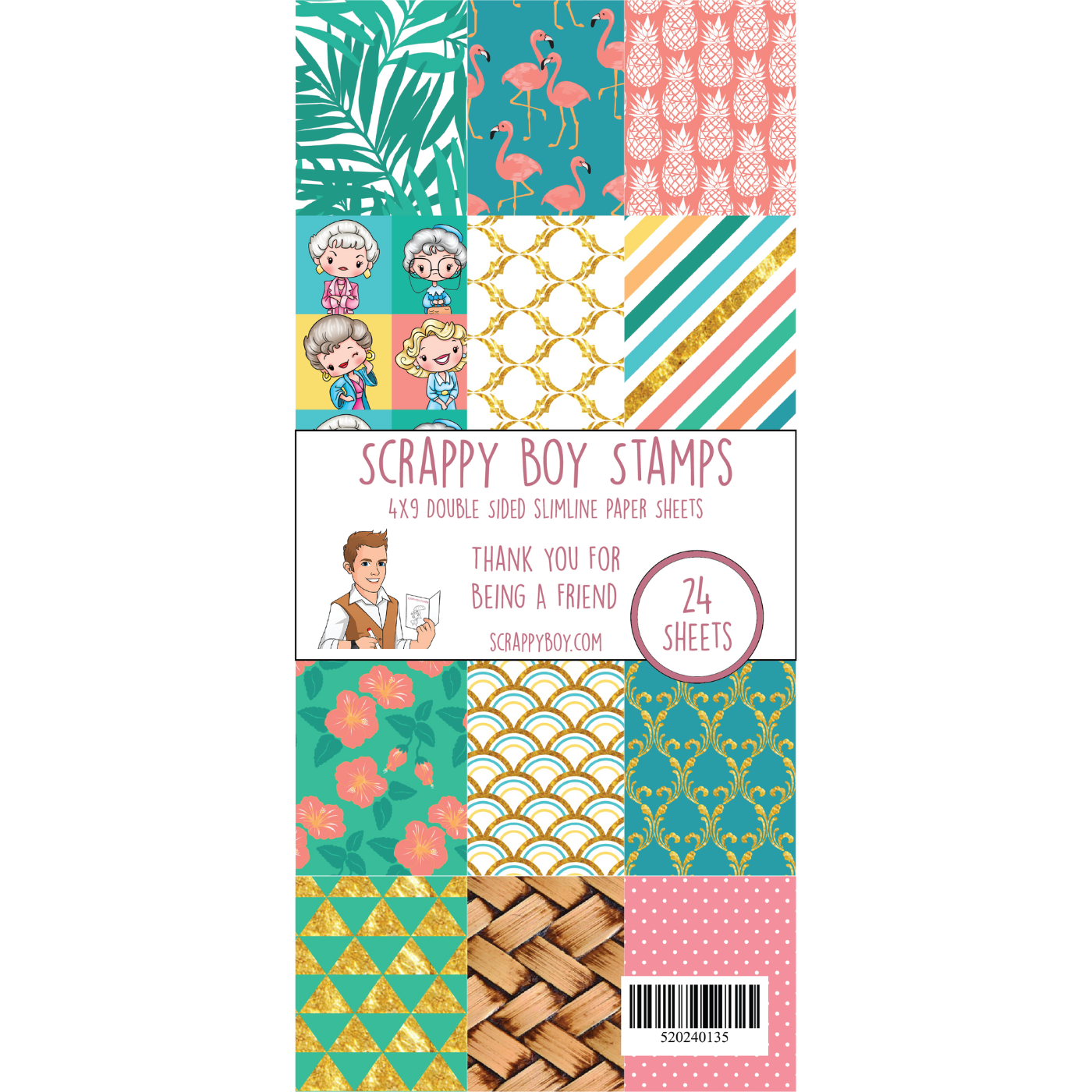 Thank You For Being A Friend 4x9 Paper Pack scrappyboystamps