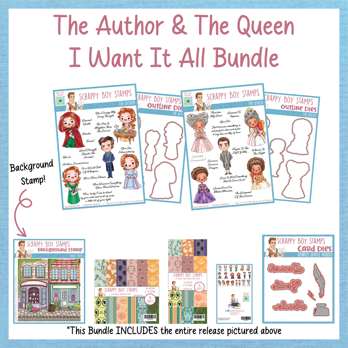 I Want It All Bundle - The Author & The Queen Scrappy Boy Stamps