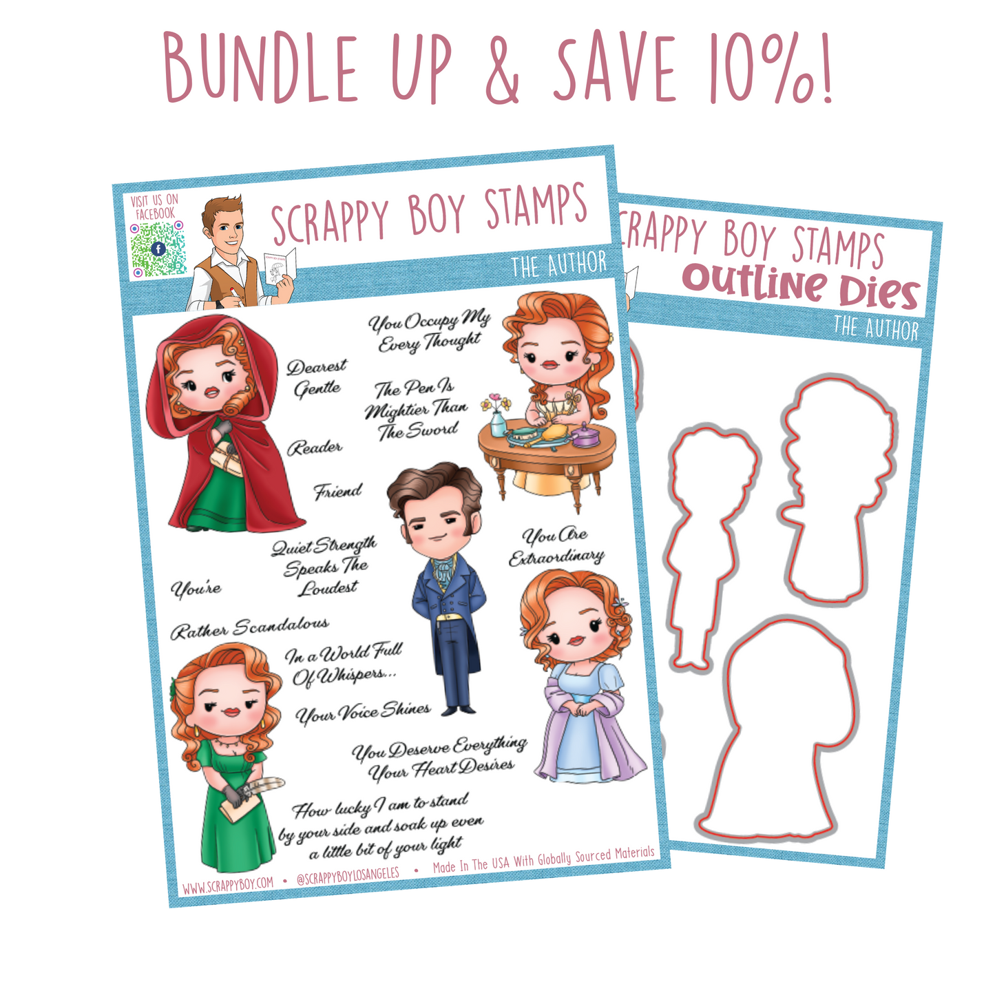 Bundle - The Author Stamp & Outline Dies Scrappy Boy Stamps